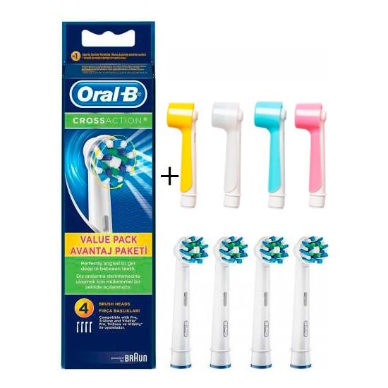 

Сменная насадка для зубной щетки Oral-B Cross Action Black Edition, 4 шт. + 4 цветных защитных чехла