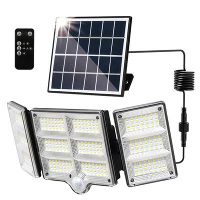 PYKES PEAK Outdoor Solar-Powered Sensor Light, 336 LEDs, 5m Cable, Remote Control, Motion Sensor, Waterproof, for Security, Entrance, Parking Lot,