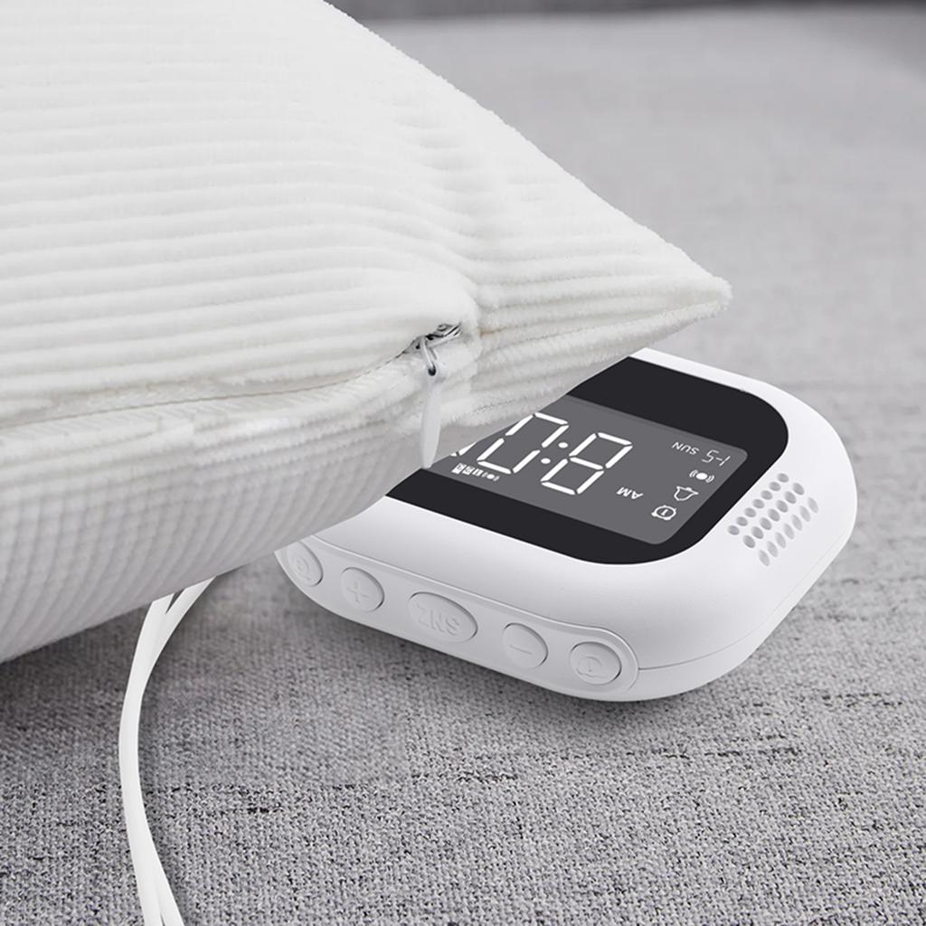 Portable Vibrating Alarm Clock with 1800mAh Battery, Dual Alarm, 3 Level Vibration, Child Lock, DST, for Heavy