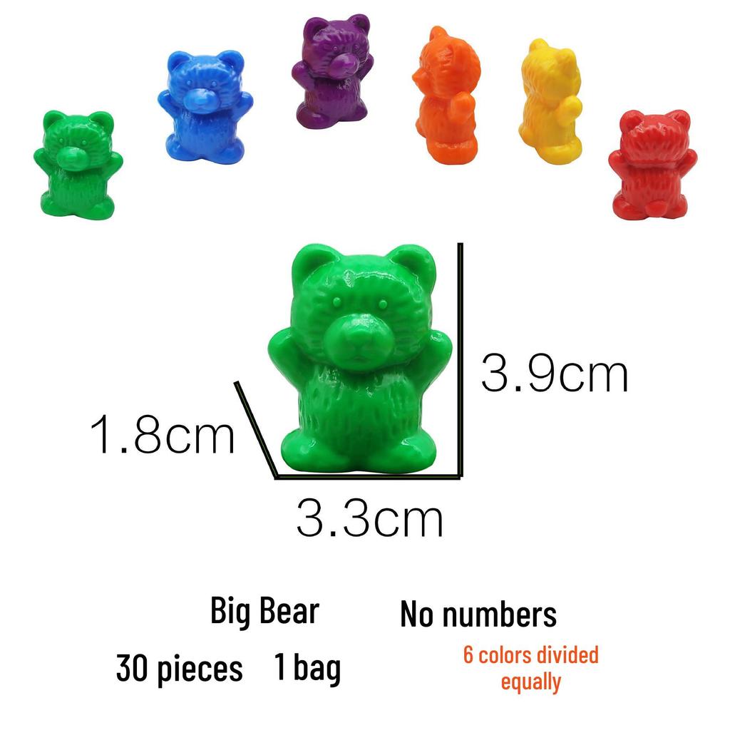 Rainbow Counting Bear Weights - Small, Medium, Large Bears Montessori Teaching Aids