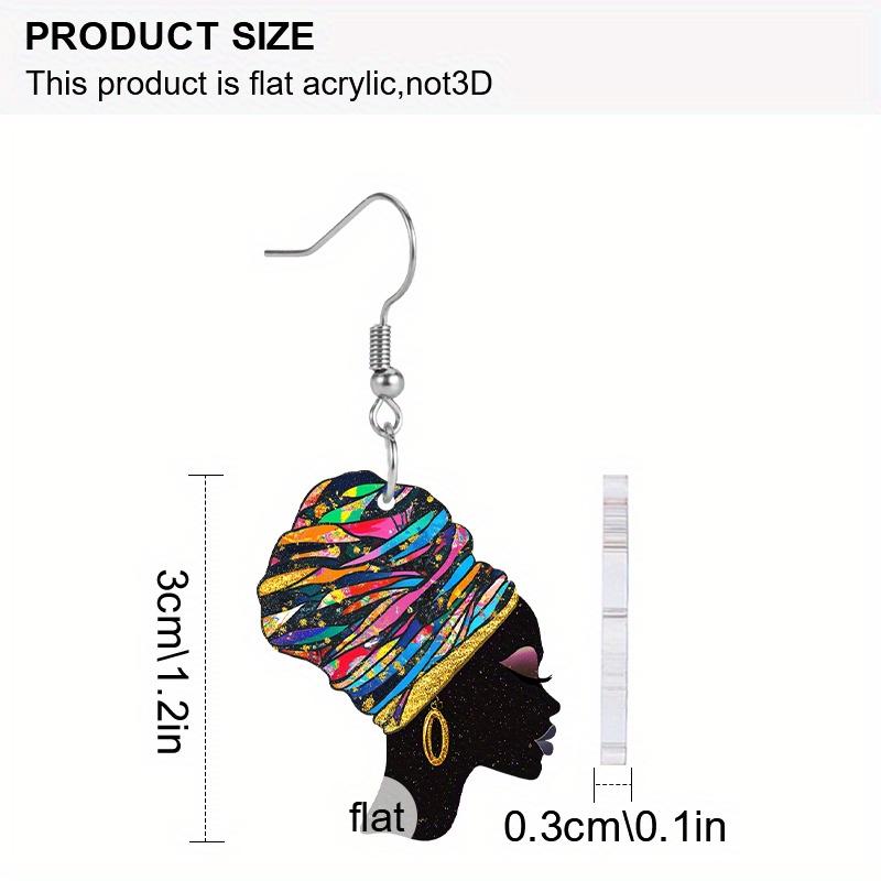 Boucles d'oreilles acryliques Symbole de liberté Mois de l'histoire des Noirs pour Femmes Filles, Bijoux festifs d'unité noire de style bohème Boucles d'oreilles Fille africaine avec foulard