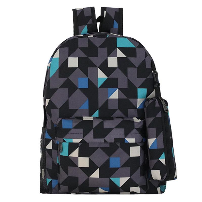 Printed backpack + pencil case casual student schoolbag two-piece set