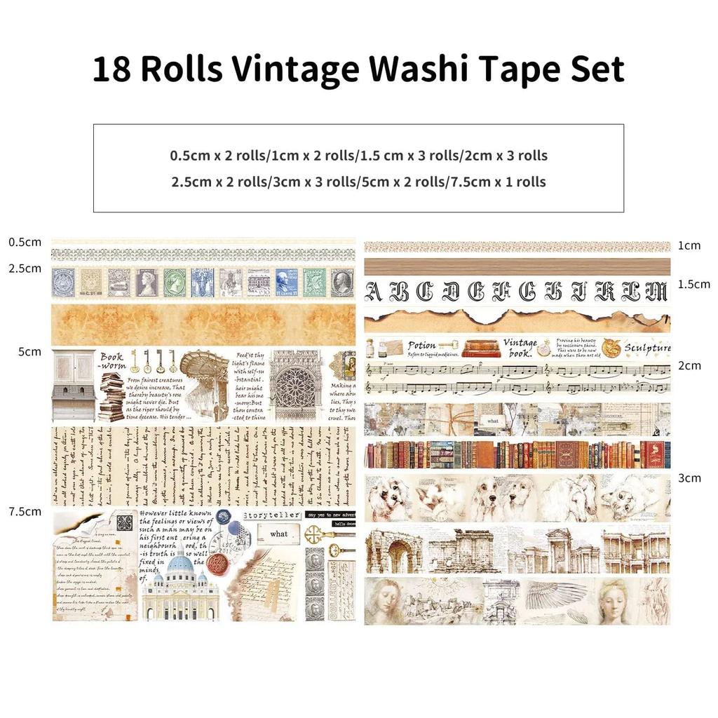 PBM Set of Retro Vintage Masking Tape That Can Be Used for Any Purpose or 18-roll Mood.