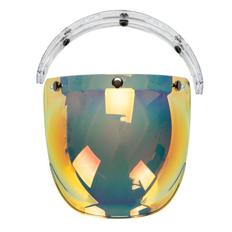 Retro Bubble Lens Motorcycle Helmet with Frame - Three-Button Design