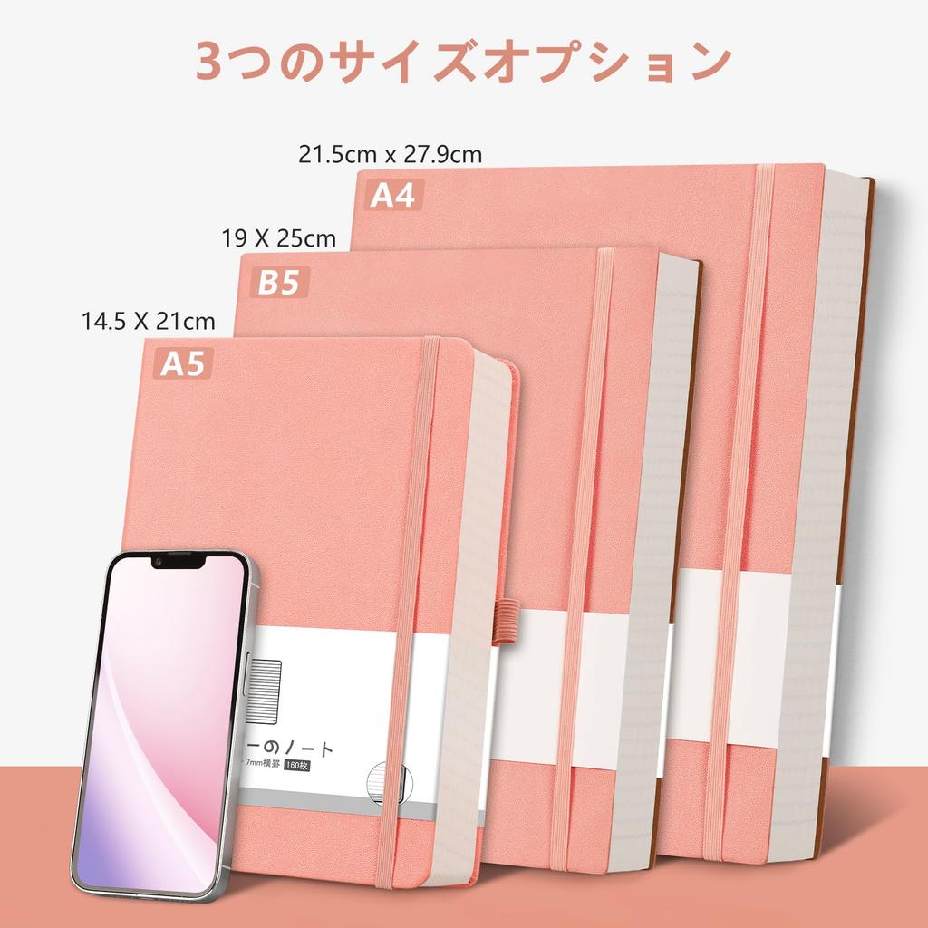 AHGXG A5 Horizontal Ruled A 160 Classic W x College Work Travel Pink Notebook, (7mm Ruled), Sheets, Notebook, Size 14.6cm 21.3cm H, Diary, Journal,