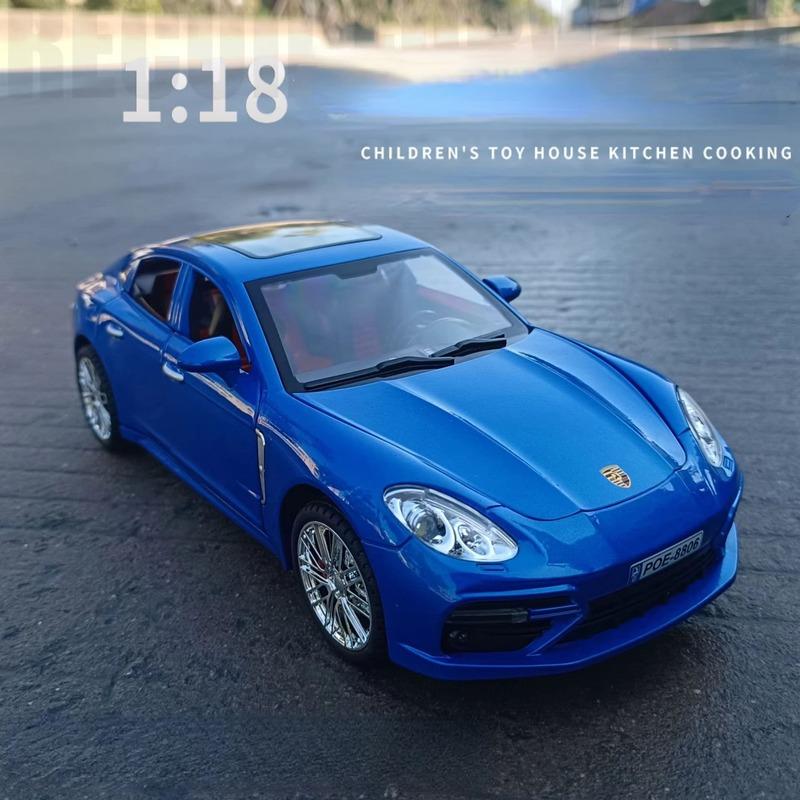 Nuevo 1:Porsche Panamera 18 - Coche de aleación fundido a presión, modelo de simulación con sonido y luz, coche de tracción trasera, juguete de colección para niños, regalo para niños
