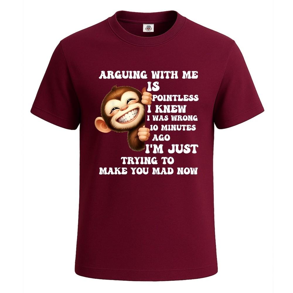 Arguing with me is pointless monkey graphic joke mens tshirt funny tee top 2XL