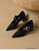 Französische Retro Mary Jane High Heels - Exquisiter Frühling/Herbst 2025 Stil für Damen mit spitzer Zehenpartie, perfekt zu Röcken.