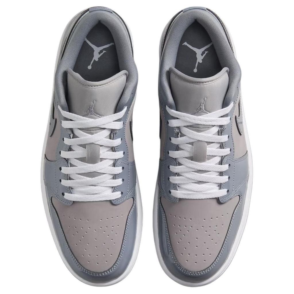 Jordan Air Jordan 1 Leather Slip Resistant Abrasion Resistant Low top Vintage Basketball Shoes Unisex Blue Gray HF3148-011-