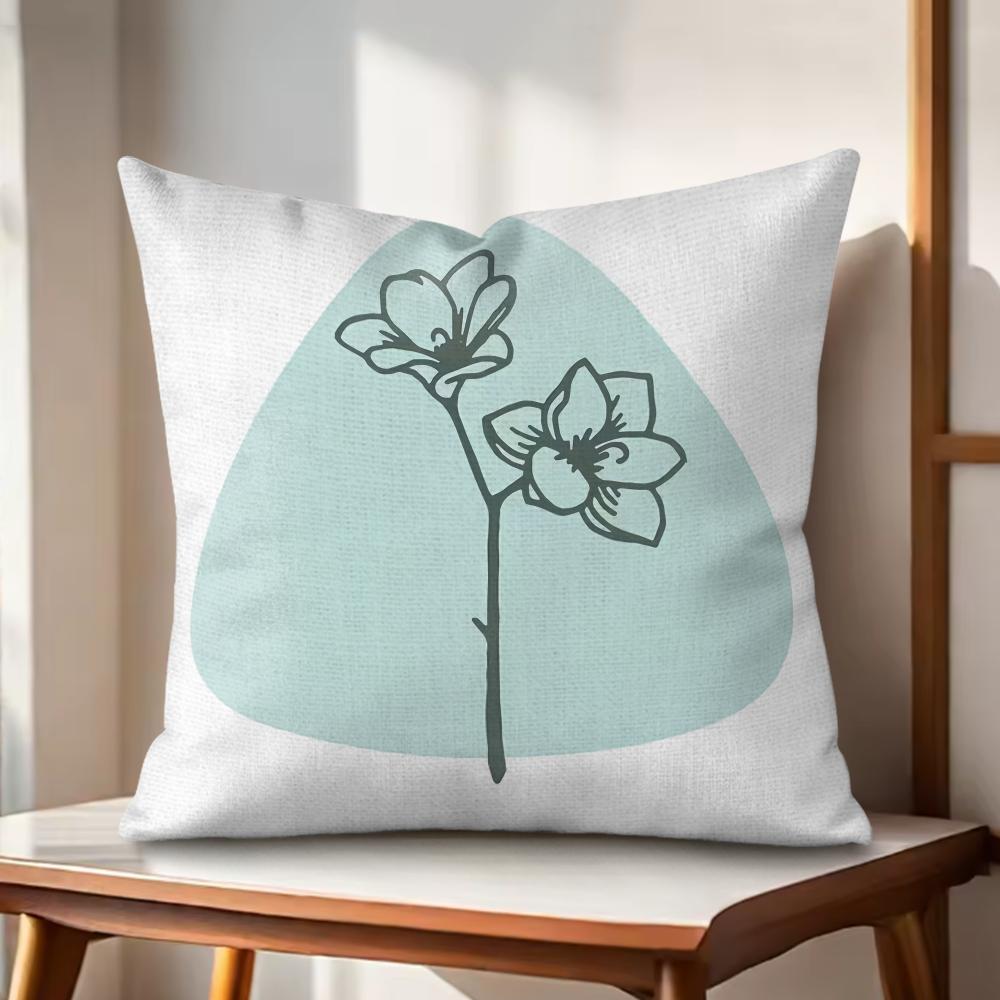 Simple Plant Cushion Cover Natural Linen Organic Fabric DoubleSided Printing Couch Pillow Covers Home Decor