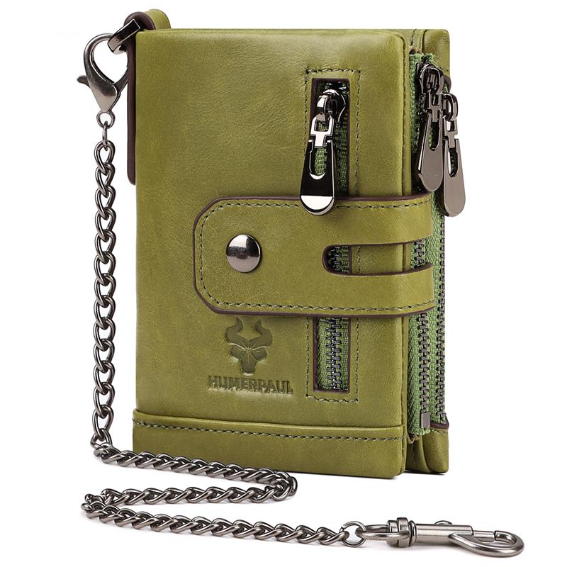 Humerpaul Women's Green Wallet 100% Cowhide Credit Card Wallet
