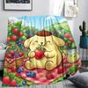 1PC Pompompurin Print Flannel Blanket, High quality All Seasons, Home Decor, Warmth and Comfort, Perfect for Christmas Gifts