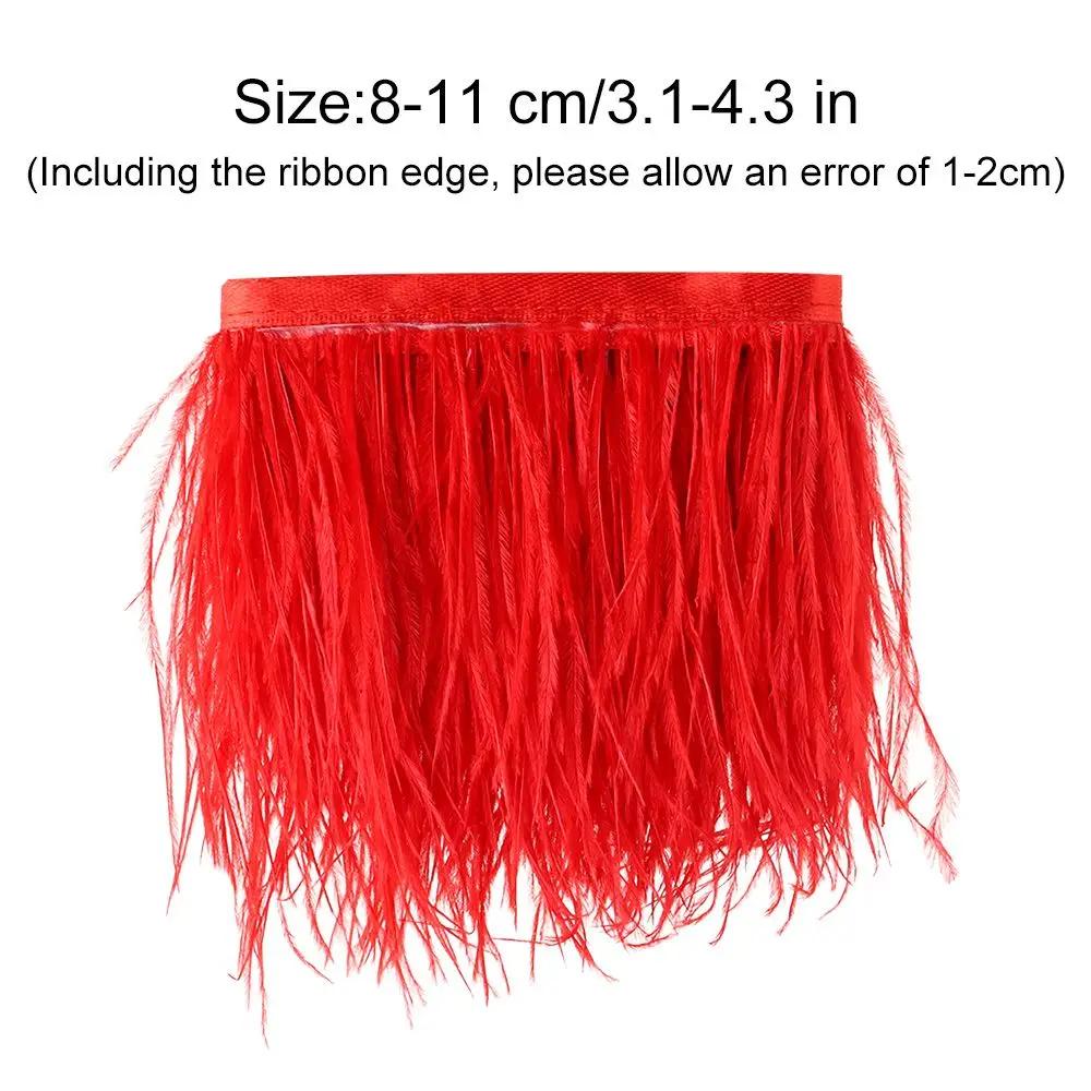 Decoration DIY Wedding Dress Crafts Accessories 8-10 CM Wide Ostrich Feathers Trim Plumes Ribbon Selvage 1 Meter Long