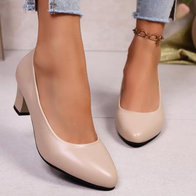 Simple Work Shoes Autumn New Round Toe Shallow Cuff Foot Non-slip Wear-resistant Block Heel Single Shoes