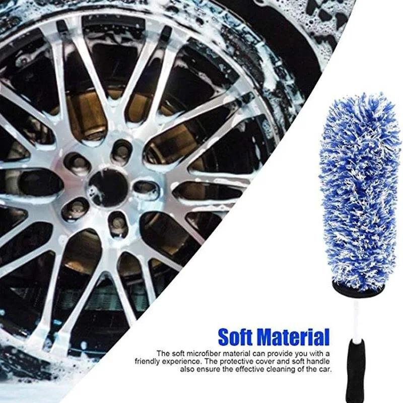 Mikrofaser-Felgenwaschbürste für Autofelgen, Premium-Felgenbürste, rutschfester Griff, leicht zu reinigendes Autozubehör