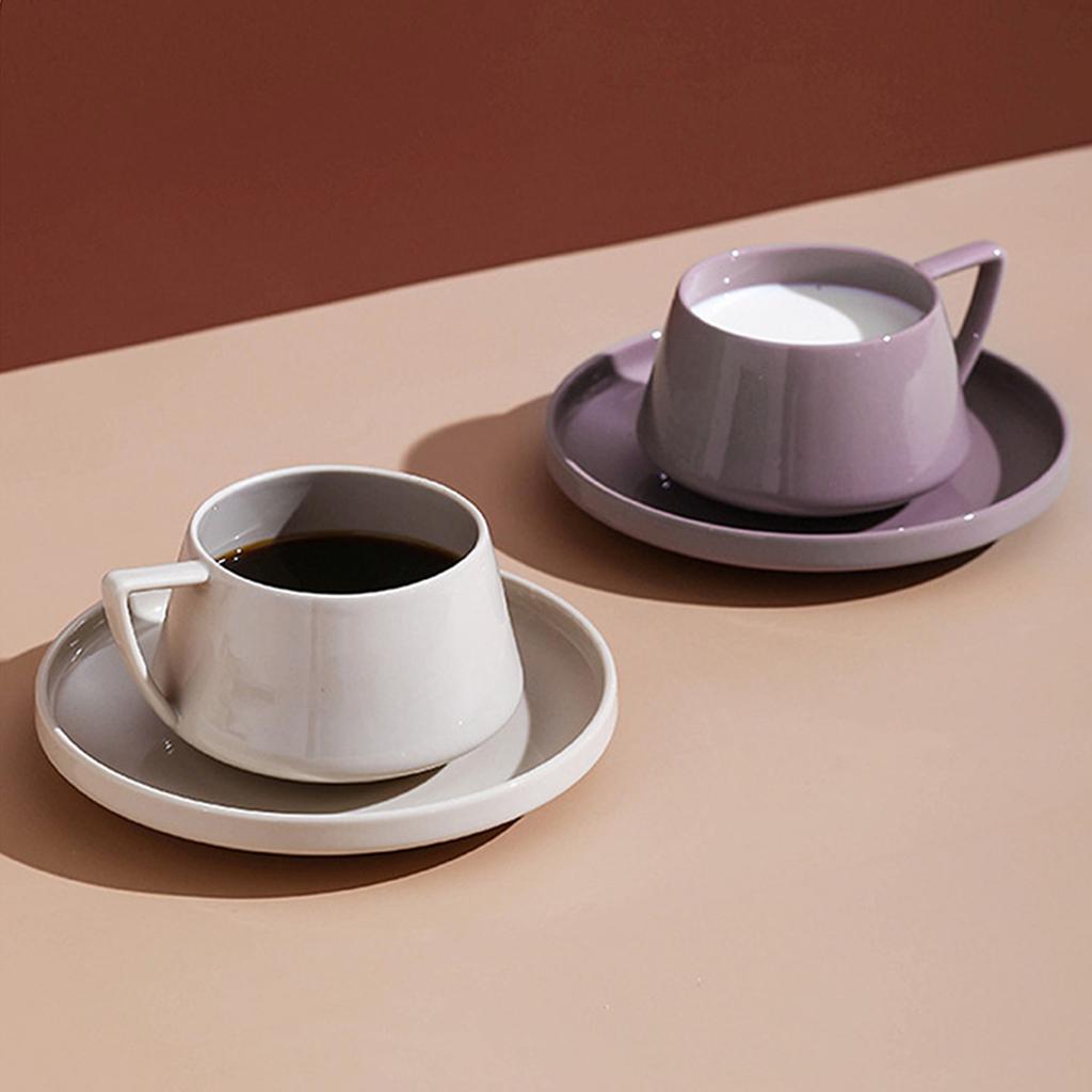 European 250ml Ceramic Cup with Tray Multi-Use Novelty Simple and Elegant Water for Hotel Gifts