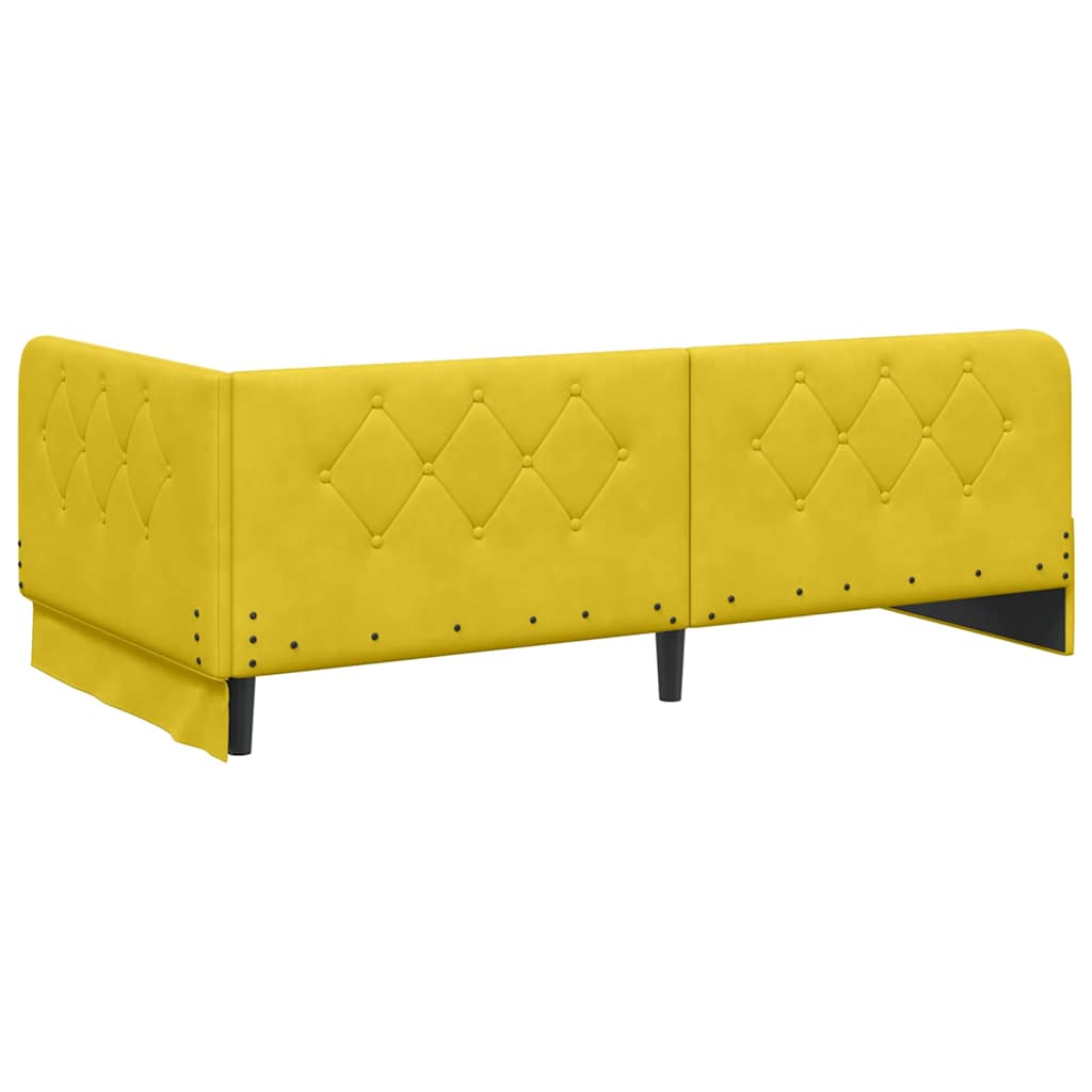 Corner Bed Frame Yellow 90 X 190 Cm Velvet