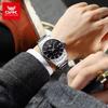 OPK Men's Retro 40mm Stainless Steel Belt Silver Black Quartz Watch Simple Sport Fashion Style with Luminous Calendar Waterproof