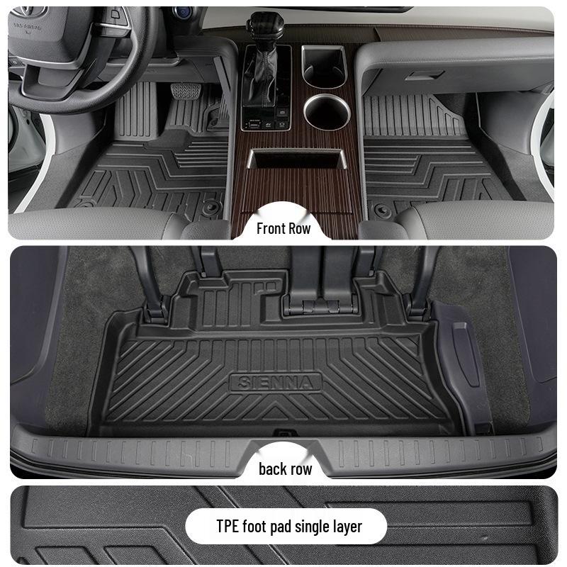 TPE Коврики в салон для Toyota Sienna 7-местная, Первый ряд, 2021-2025 Sienna 21-24 Model First Row TPE Floor Mat