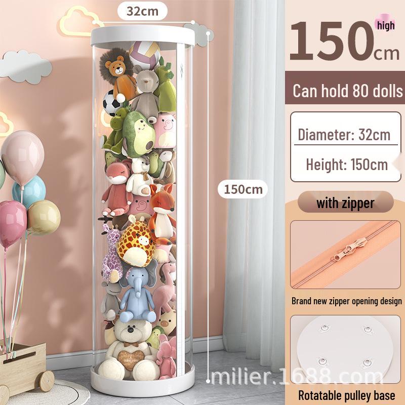 Large Capacity Children's Plush Toy Storage Bin with Wheels & Zipper
