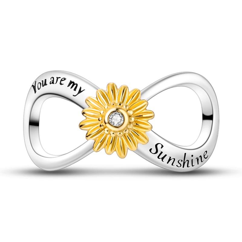 Original 925 Silver Gold DIY Charms Beads with Zirconium Sun Leopard Pendants for Bracelet Jewelry Making
