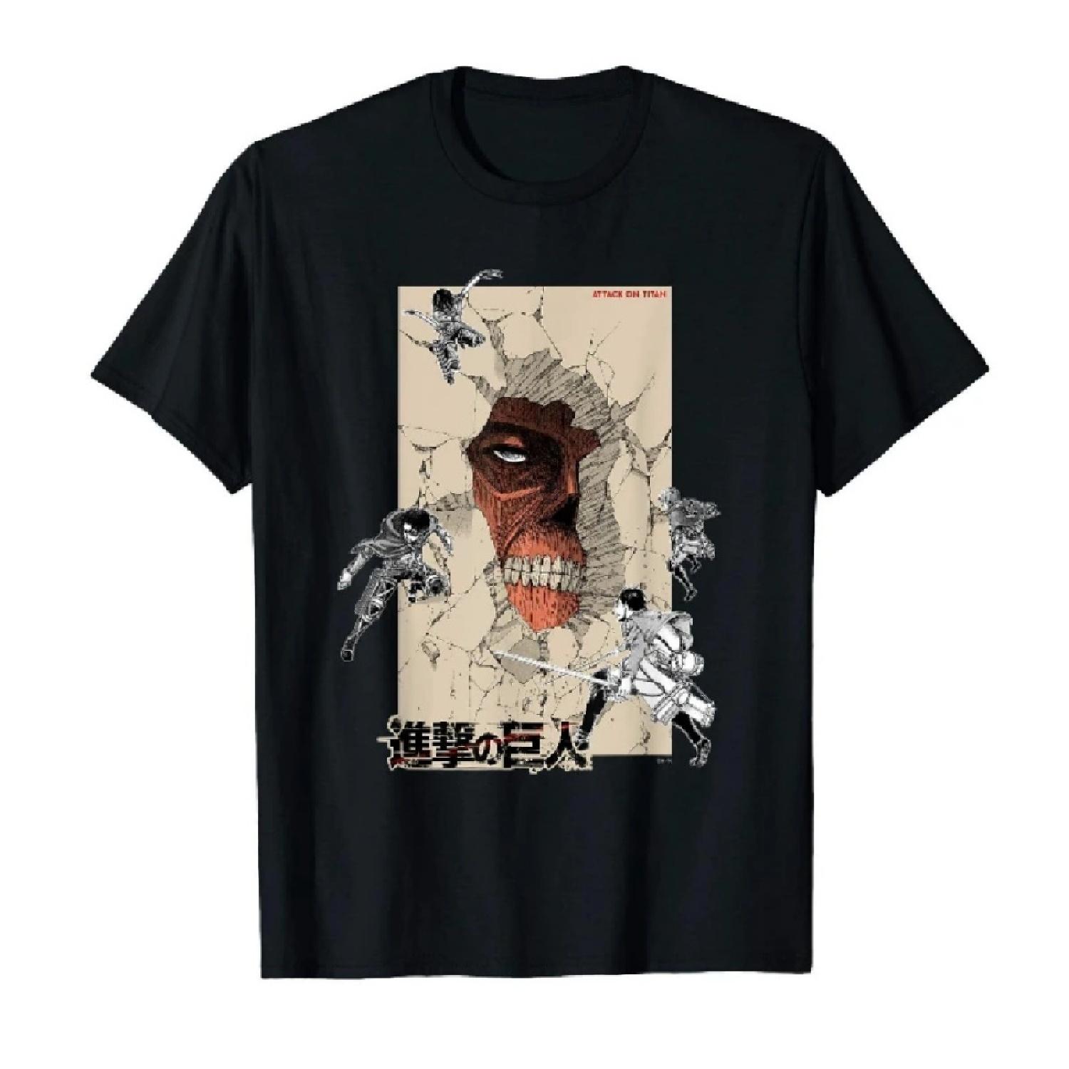 

Атака Титанов В Стене [В ознаменование завершения] Футболка Титан Аниме Футболка с коротким рукавом Свободная Летние топы Футболки XXXXXL