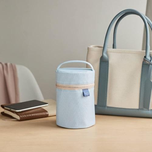 Zojirushi Soup Jar Pouch S Size (Food Jar Size 250-400mL) Cutlery Pocket with Handle Fully Washable Ice Gray SW-PB01-HL