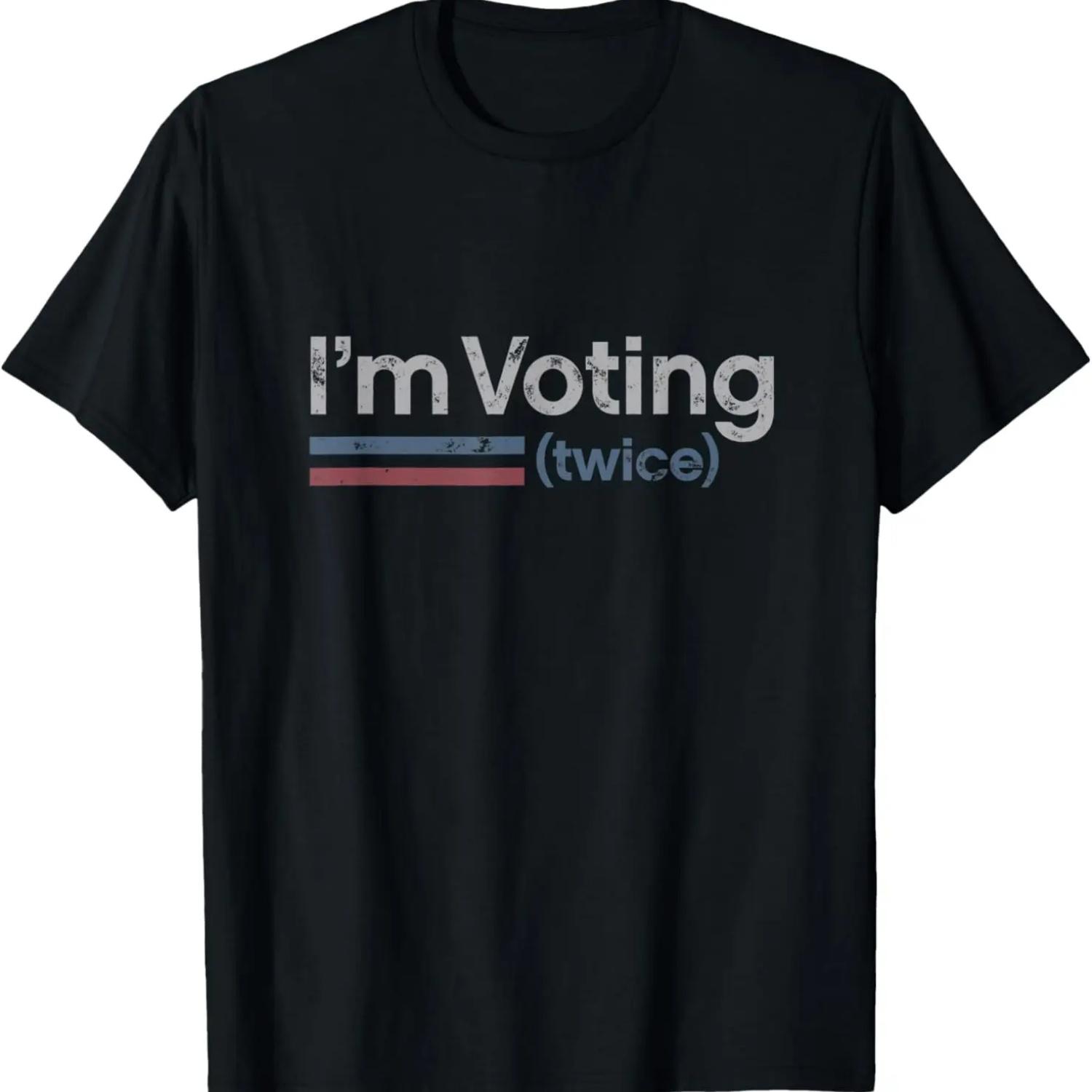 Funny Voting Shirt Vote Retro Style Stripes I m Voting Twice T-Shirt S