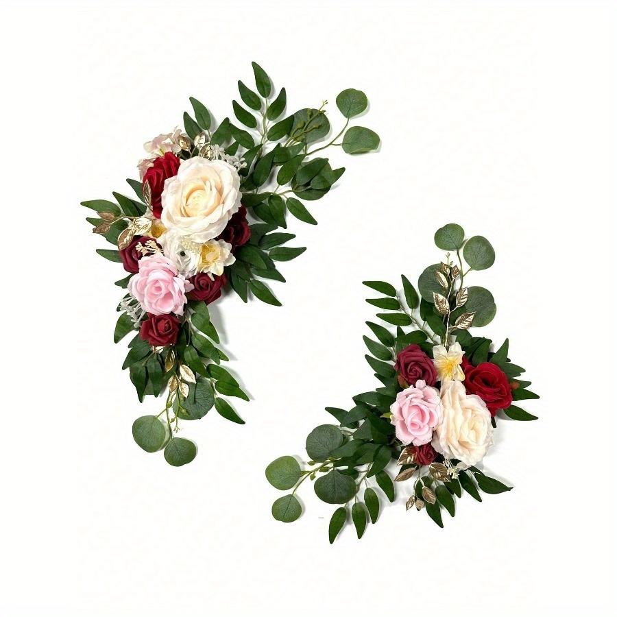 

2 шт. - Цветы для свадебной арки, Искусственные бордовые свадебные цветы, Украшение для свадебного приветственного знака и цветы для арки для свадебного приема 2PCS