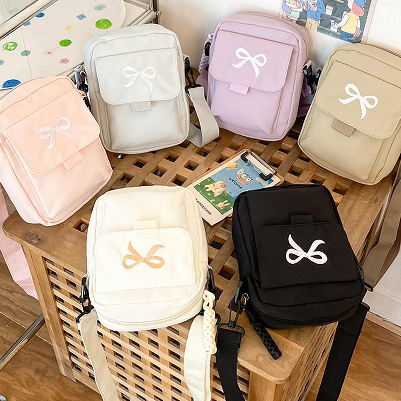 Women Bow Fashion Shoulder Bag Adjustable Strap Trendy Crossbody Bag Solid Color Daily Sports Messenger Bag Purses And Handbags