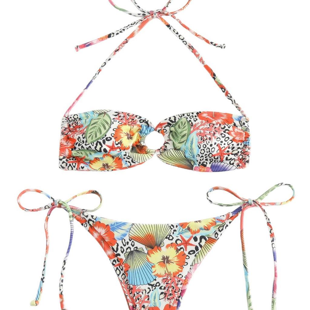 New European & American Tie-Up Bow Bikini Set: Fashionable Women's Two-Piece Swimsuit
