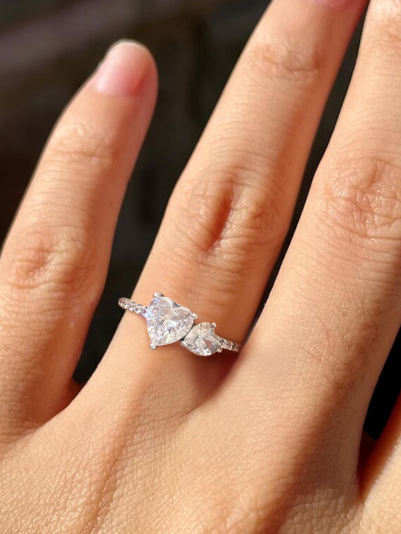 

925 Silver Zircon Simplicity Classic Love Heart Ring For Women Engagement Wedding Luxury High Quality Fine Jewelry 6 белый