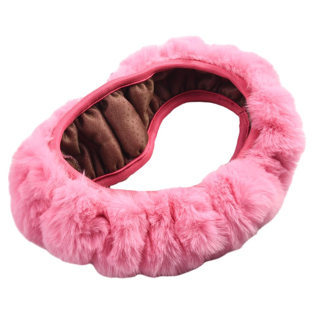 3pcs Fluffy Thick Auto Car Steering Wheel Plush Cover Kit Soft Wool Winter Automotive Interior Accessories