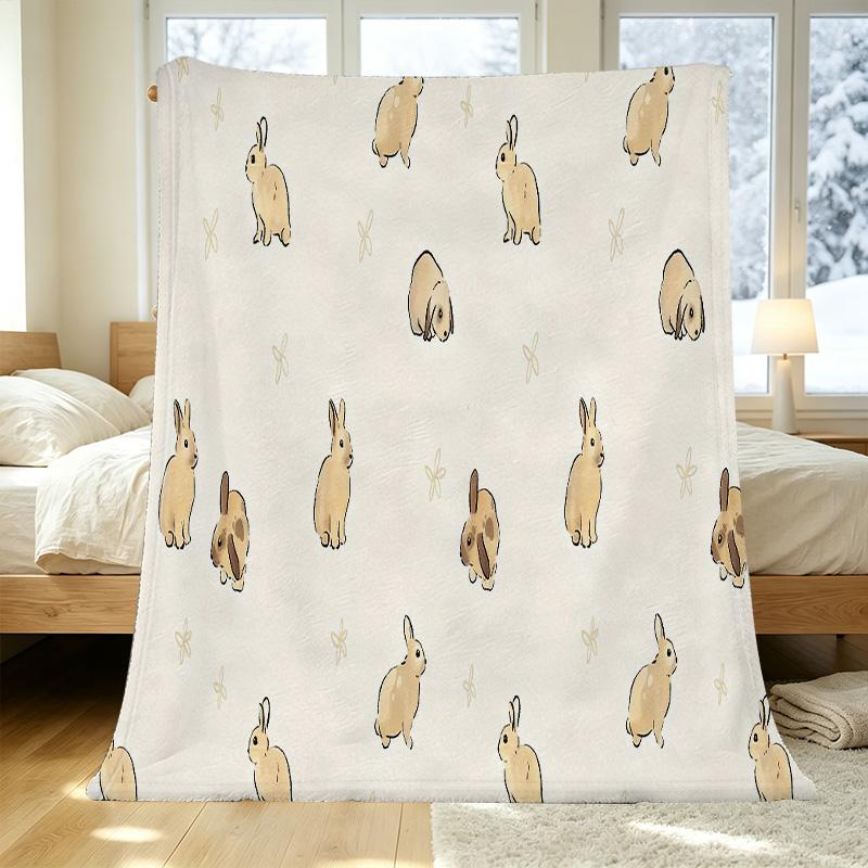 Flannel Fleece Blanket, Rabbit Series – Ultra Soft, Warm Single Blanket for Bedroom, Home Decor, Christmas & Halloween