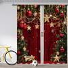 Christmas Pine Tree Printed Curtains Pole Bag Home Decoration Room Curtain Set Of 2 Made Polyester Washable