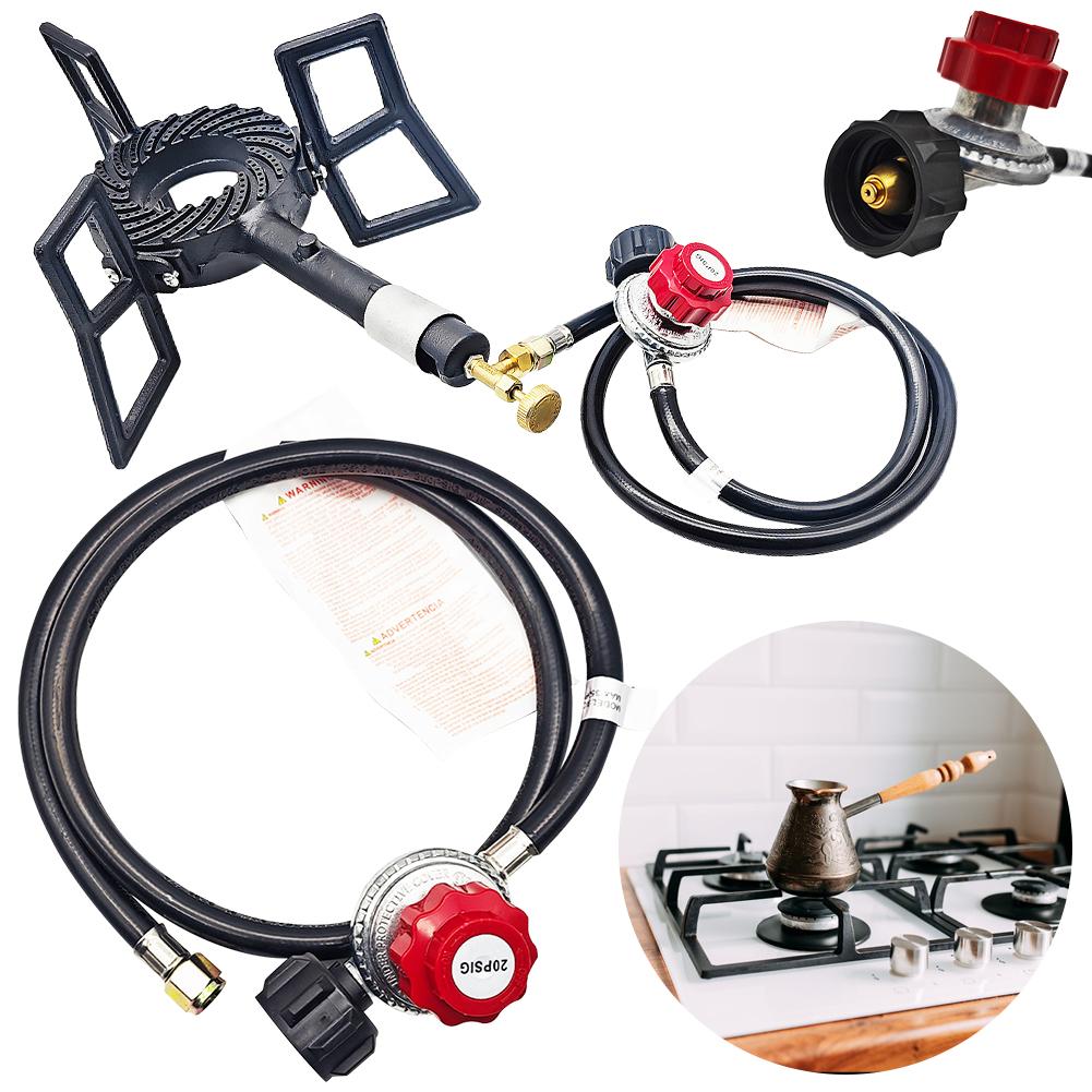 1.5FT Grill Connector and Hose 0-20 PSI Adjustable High Pressure Propane Gas Regulator for Most Gas Grill Heater Fire Pit Table