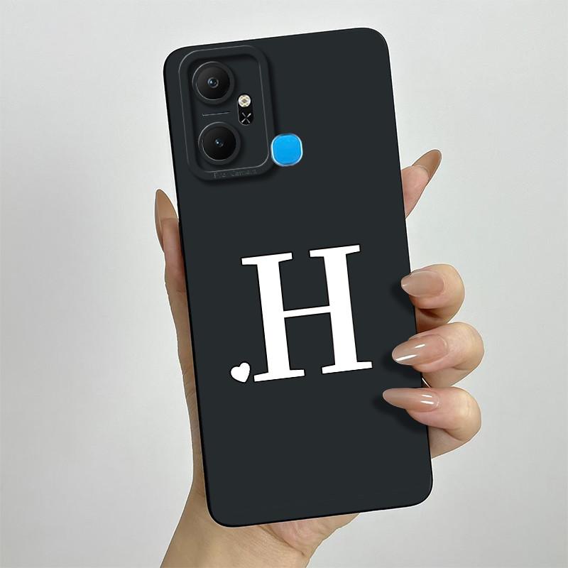 For Infinix Smart 6 Plus Case Infinix Smart6 Plus Phone Case X6823C Cute Initial Letters Square Soft Silicone Back Cover Fundas