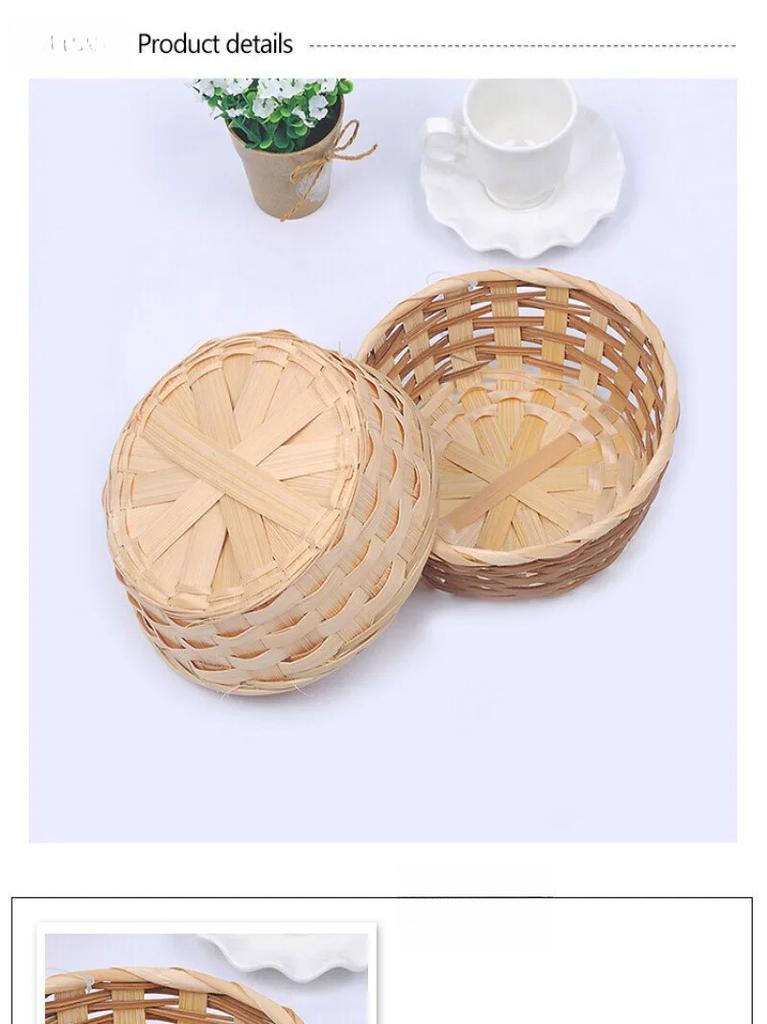 Handwoven Bamboo Fruit Basket Natural Eco Storage Tray Multipurpose Round Snack Organizer For Kitchen Living Room Home Decor