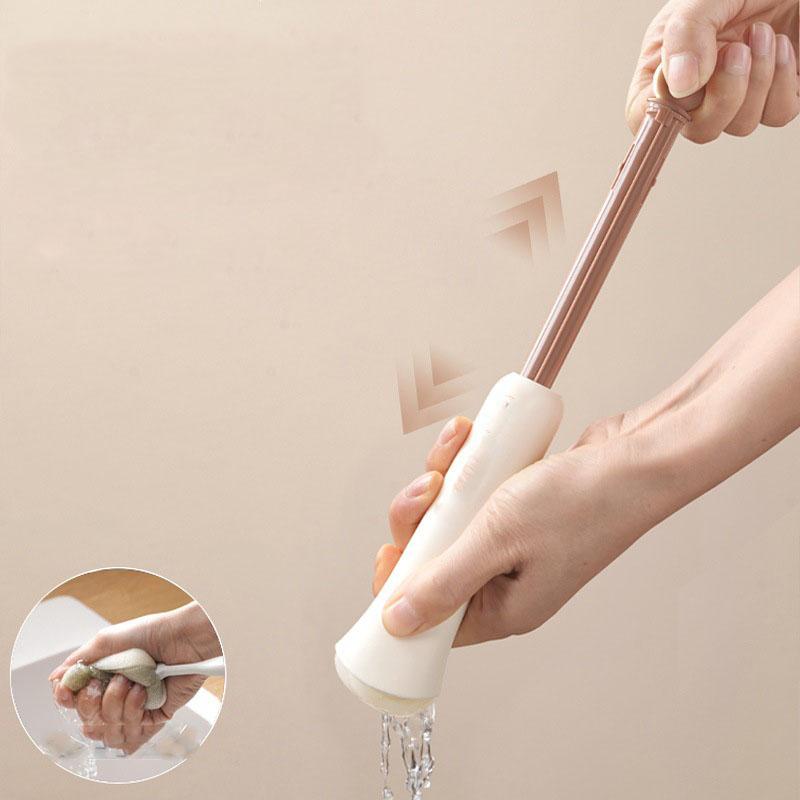 2-in-1 Long Handle Silicone Cup Brush, Multifunctional Push-pull Dead Angle Cleaner, Household Water Bottle Baby Bottle Cleaning Brush