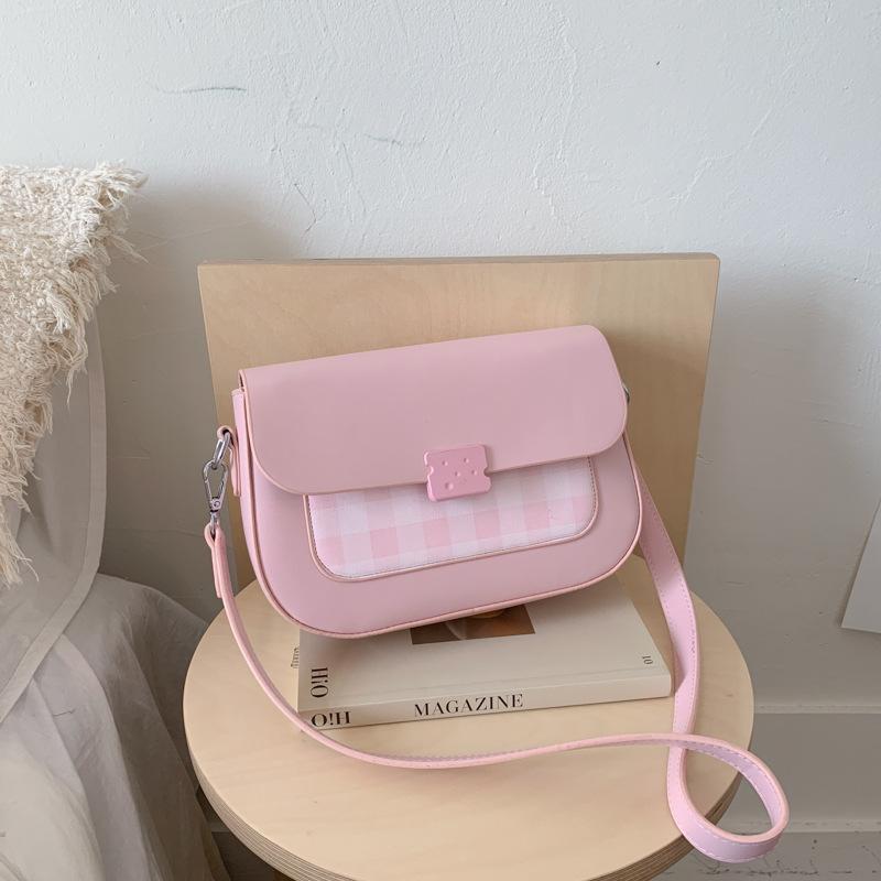 Fresh and high-value plaid small square bag women's new cute versatile shoulder bag niche messenger bag bag