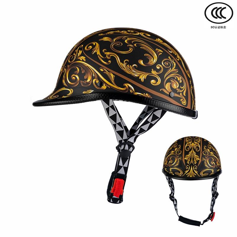 

Мотоциклетный шлем Harley с электромобилем, японский легкий мужской и женский полушлем для езды, тыквенный шлем, винтажный мотоциклетный шлем XL 59-60CM