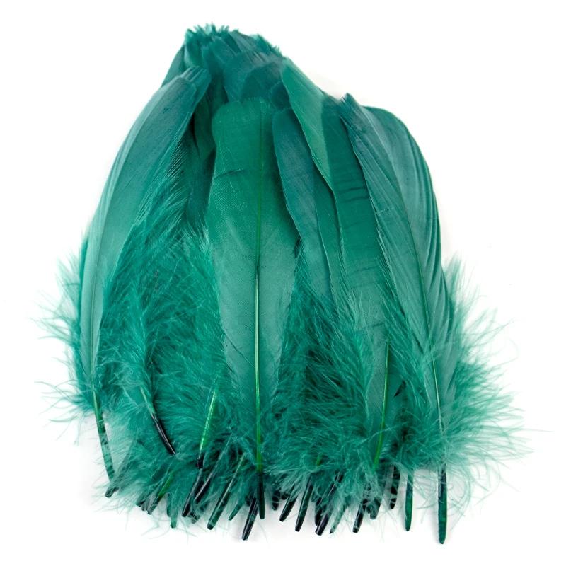 

50 шт. Мягкие пушистые гусиные перья для рукоделия, украшения свадебной вечеринки, разноцветные плюмажи, аксессуары для изготовления ювелирных изделий 10-15 см/4-6 дюймов темно-зеленого