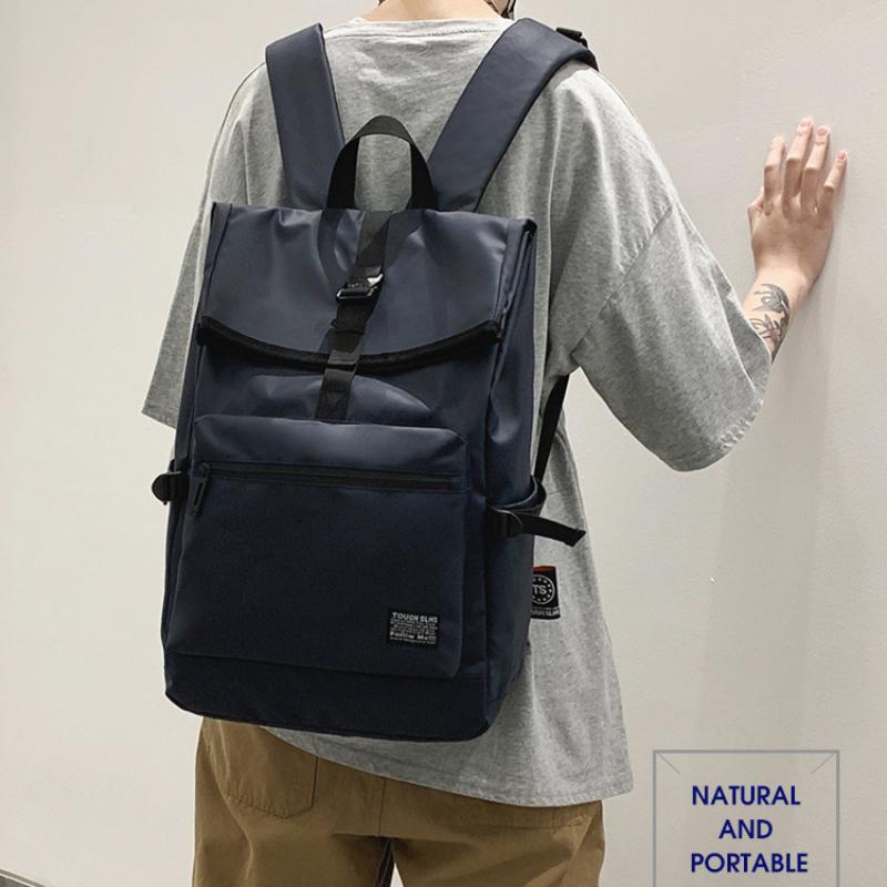 2025 New Simple Solid Color Men's Backpack Casual Travel Shoulder Bag Computer Laptop Rucksack Portable College Student Book Bag