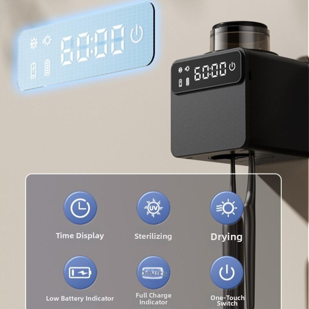 Wall Mounted Electric Toothbrush UV Sterilizer 2 Toothbrushes Slots Smart Toothbrush Rack Hotel