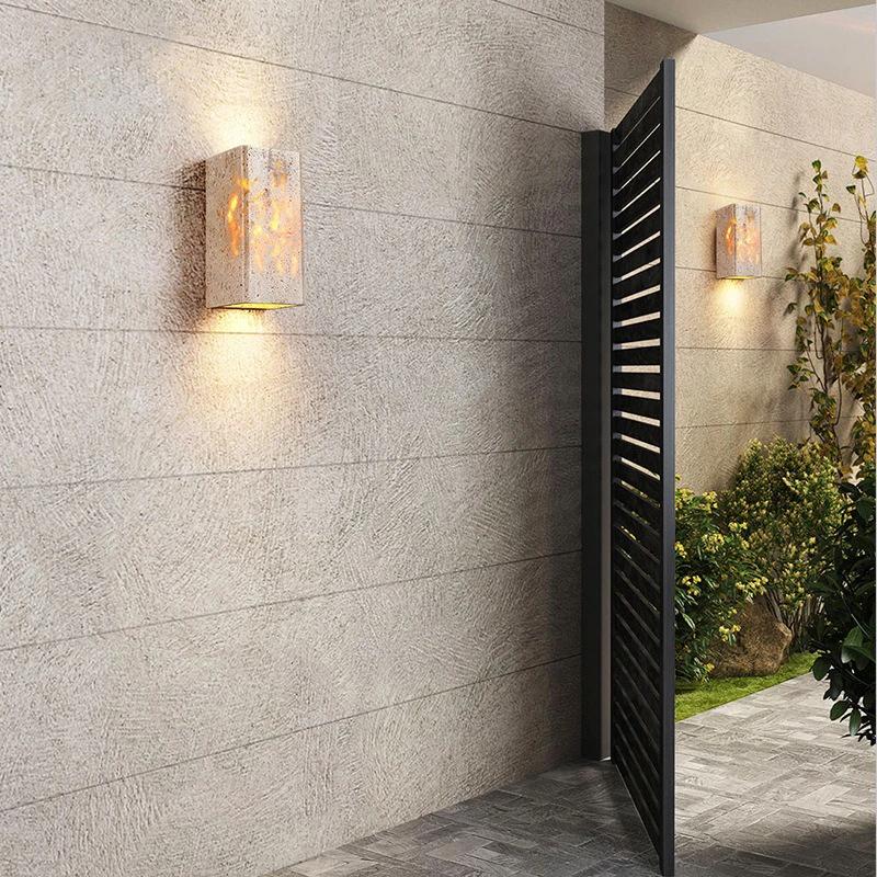 Modern LED Wall Lamp Outdoor Garden Courtyard Waterproof Wall Light Marble Corridor Indoor Bedroom Bedside Decoration Wall Light