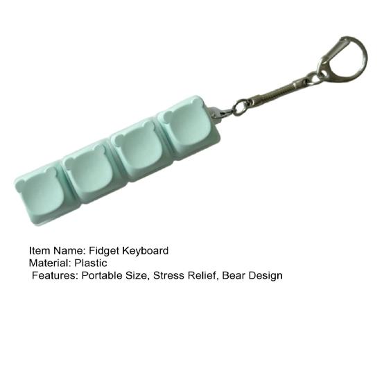 4-Keys Bear Fidget Keyboard Anxiety Relief Finger Clicker Keychain Office School Travel Decompression Button Sensory Toy Hanging
