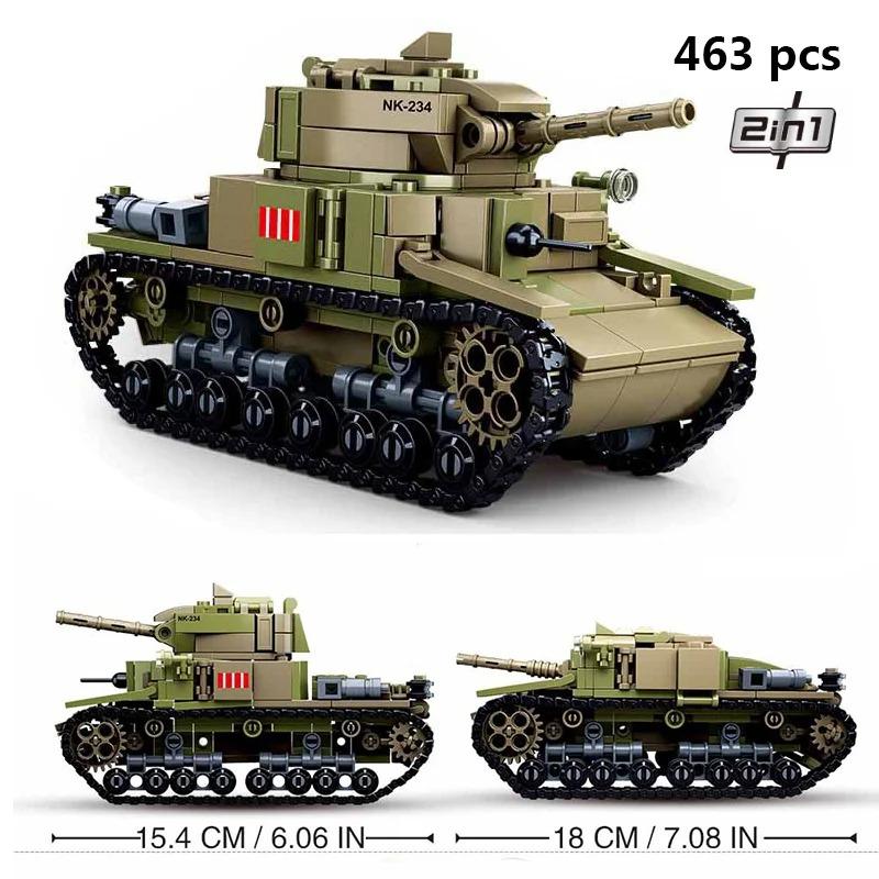 Military Vehicles Tank Sets SWAT Army City Police T34 Model Building Blocks DIY Brick Kids Toys Classic World War II WW2