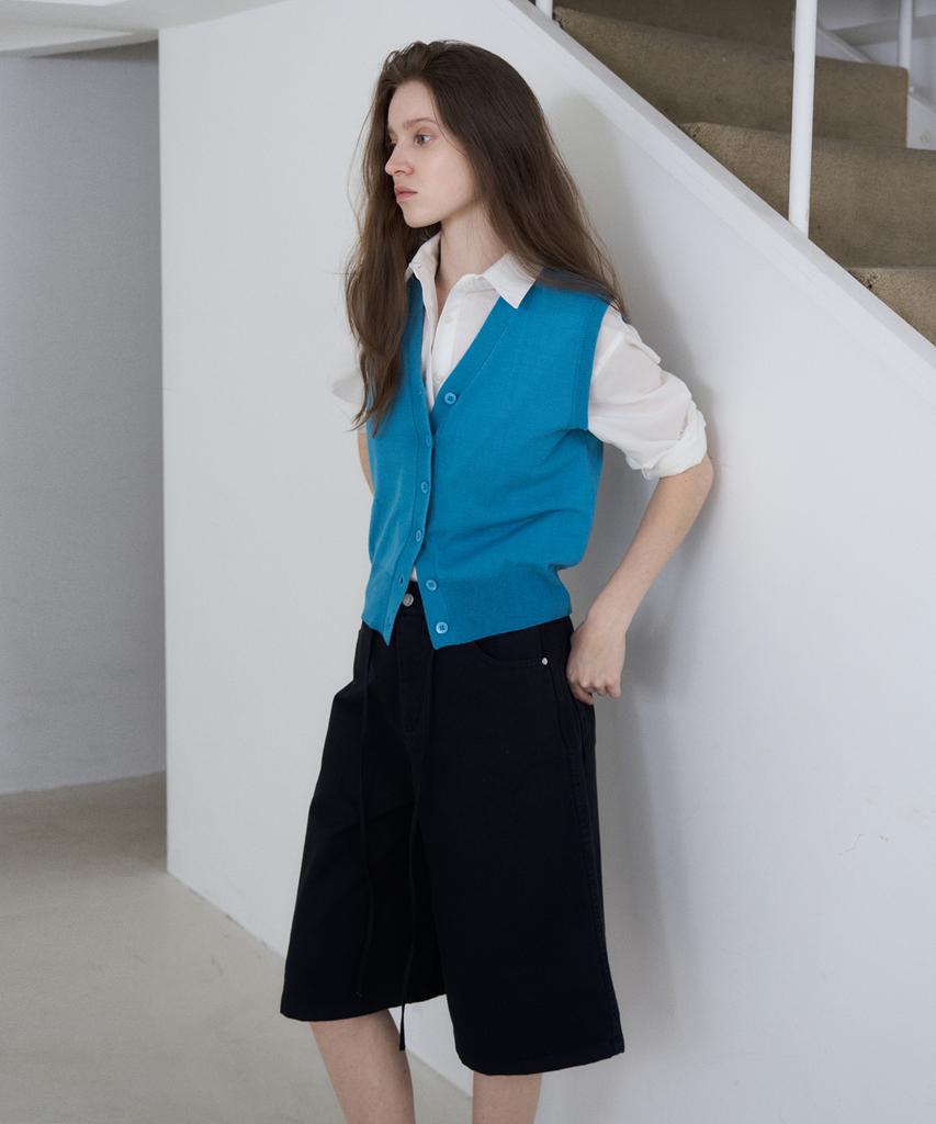 FROMWHERE String Bermuda Shorts Black