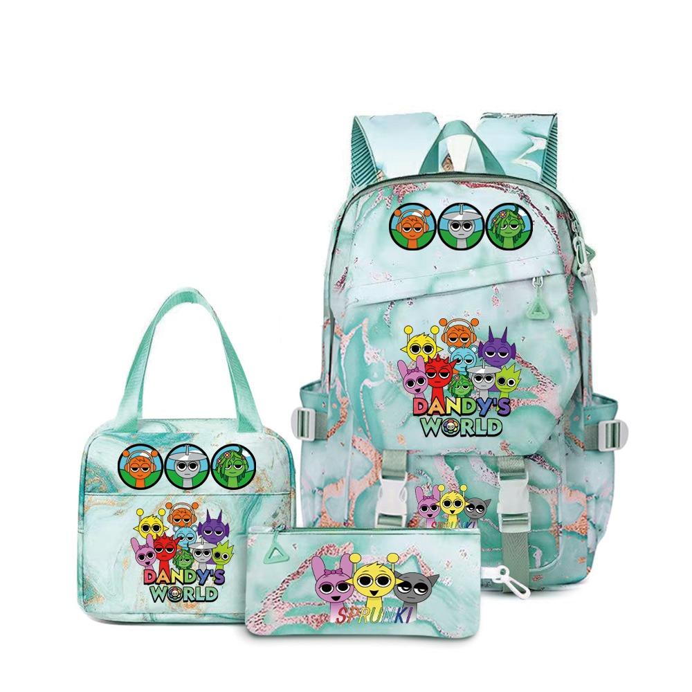 Nová rytmická krabička Sprunki hudební hra školní batoh penál třídílná sada student tepelný přenos batoh D