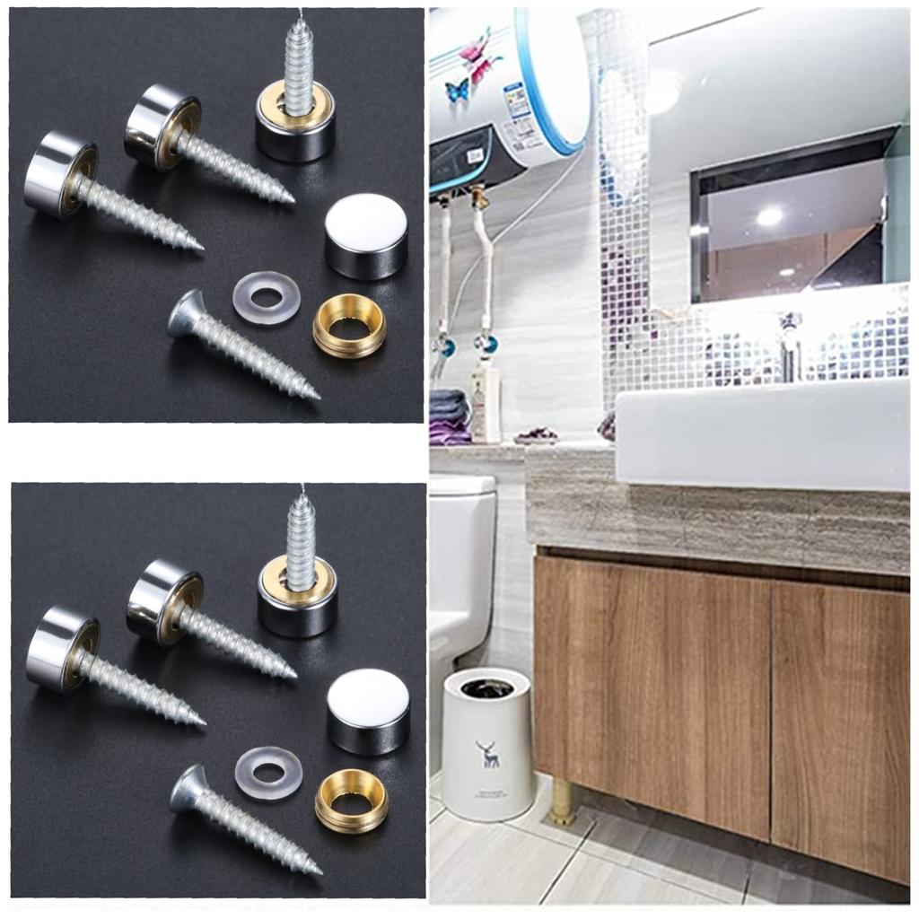 Lemfema Decorative Cosmetic Screw Pack of 10mm Cap Screw Cosmetic Stainless Makeup Mirror Plate Nameplate Decorative Caps Included Screws, Screws,